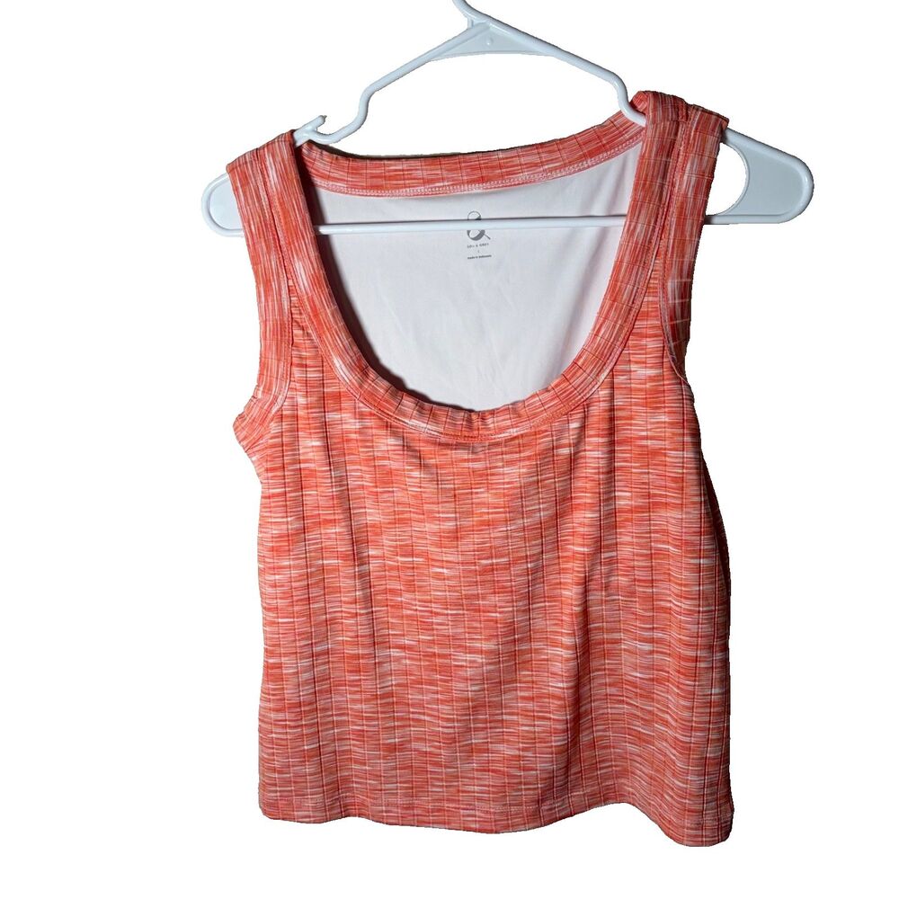 Lou & Grey Tank Top Women's Large Heather Ribbed Round Neck Sports Bra Shirt